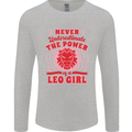 Power of Leo Girl Star Sign Zodiac Horoscope Mens Long Sleeve T-Shirt Sports Grey