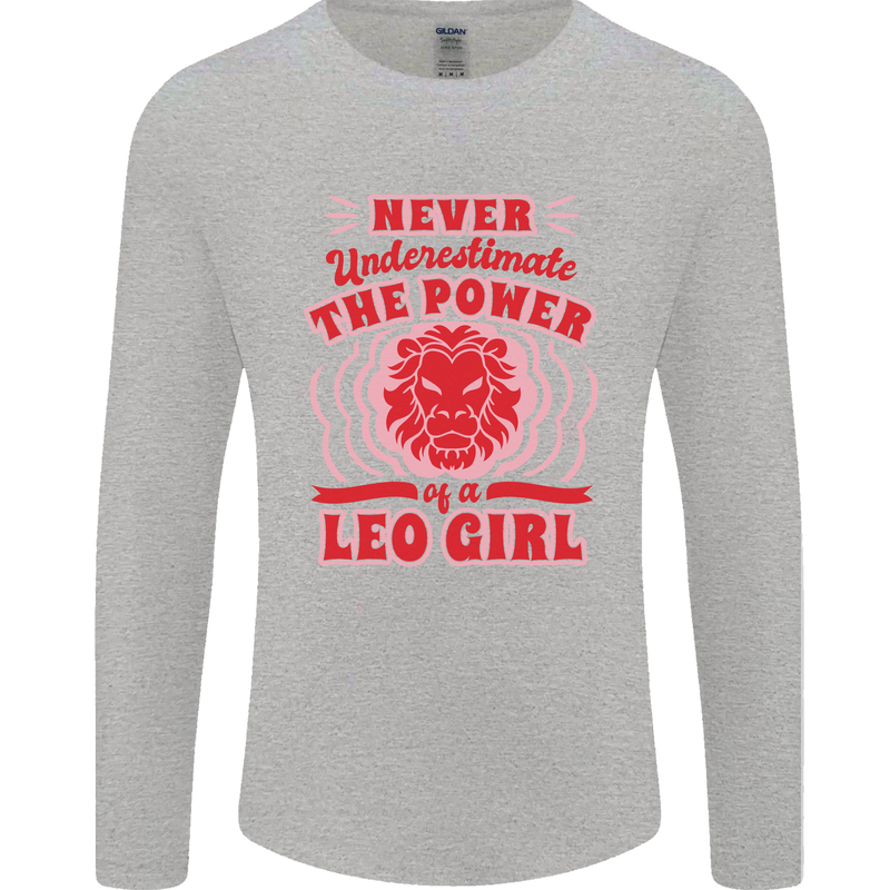 Power of Leo Girl Star Sign Zodiac Horoscope Mens Long Sleeve T-Shirt Sports Grey