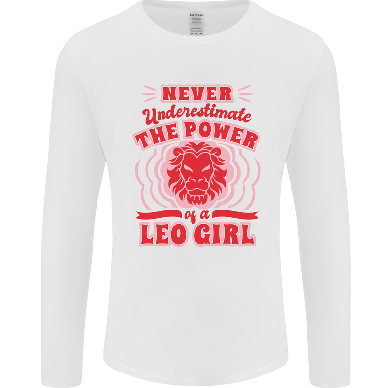 Power of Leo Girl Star Sign Zodiac Horoscope Mens Long Sleeve T-Shirt White