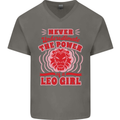 Power of Leo Girl Star Sign Zodiac Horoscope Mens V-Neck Cotton T-Shirt Charcoal