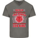 Power of Leo Girl Star Sign Zodiac Horoscope Mens V-Neck Cotton T-Shirt Charcoal