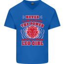 Power of Leo Girl Star Sign Zodiac Horoscope Mens V-Neck Cotton T-Shirt Royal Blue