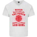 Power of Leo Girl Star Sign Zodiac Horoscope Mens V-Neck Cotton T-Shirt White