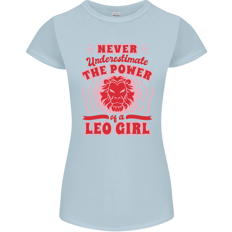 Power of Leo Girl Star Sign Zodiac Horoscope Womens Petite Cut T-Shirt Light Blue