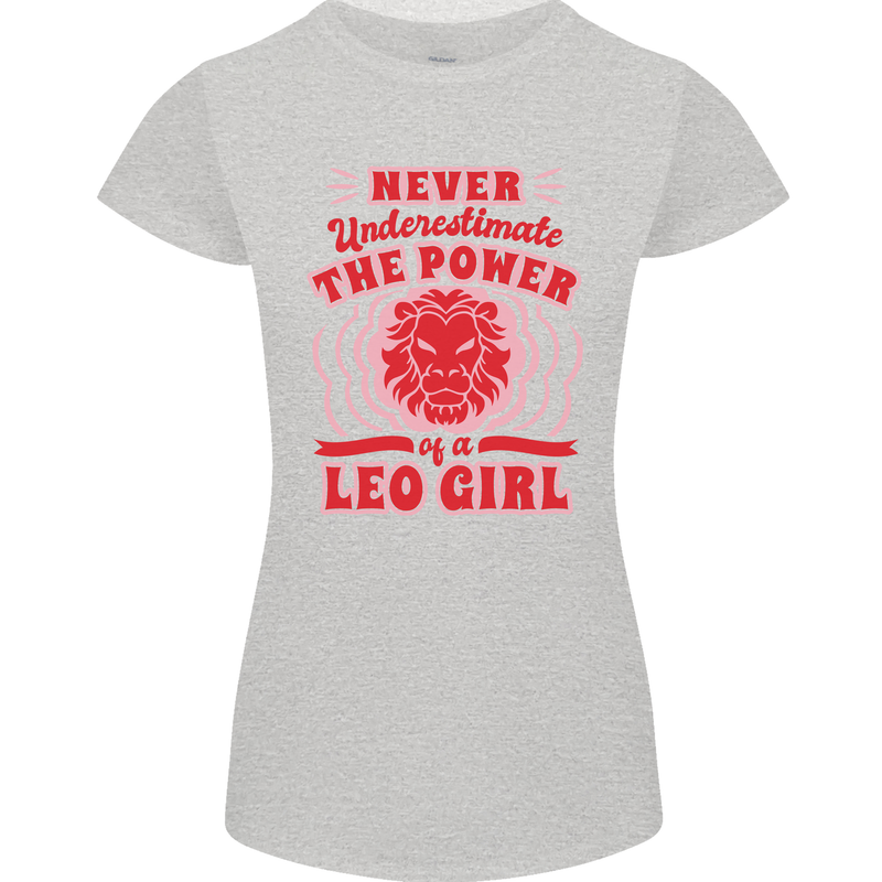 Power of Leo Girl Star Sign Zodiac Horoscope Womens Petite Cut T-Shirt Sports Grey