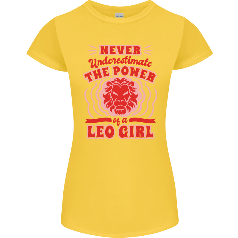 Power of Leo Girl Star Sign Zodiac Horoscope Womens Petite Cut T-Shirt Yellow
