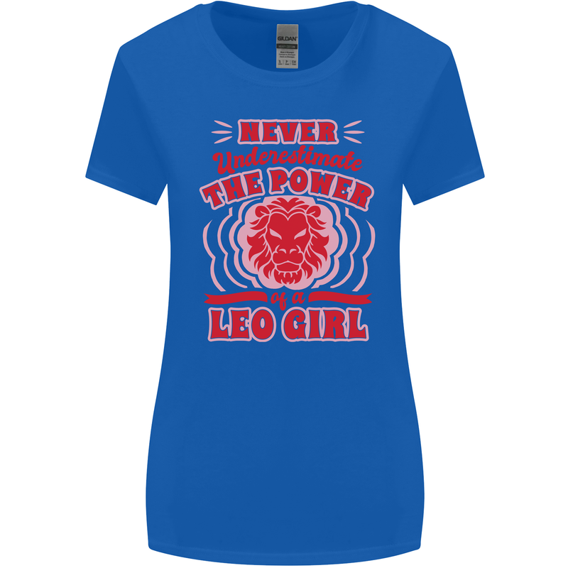Power of Leo Girl Star Sign Zodiac Horoscope Womens Wider Cut T-Shirt Royal Blue