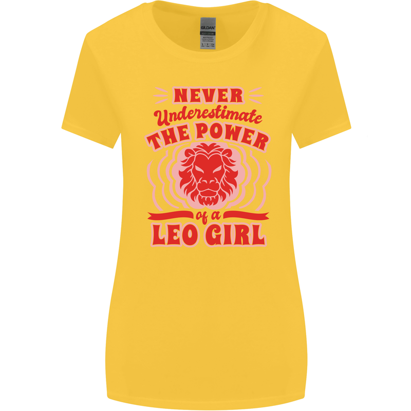 Power of Leo Girl Star Sign Zodiac Horoscope Womens Wider Cut T-Shirt Yellow