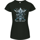 Pray For Snow Skiing Viking Ski Womens Petite Cut T-Shirt Black