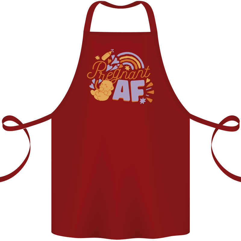 Pregnant AF New Baby Pregnancy Mum Cotton Apron 100% Organic Maroon