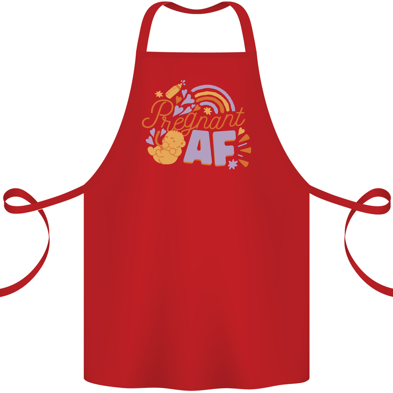 Pregnant AF New Baby Pregnancy Mum Cotton Apron 100% Organic Red