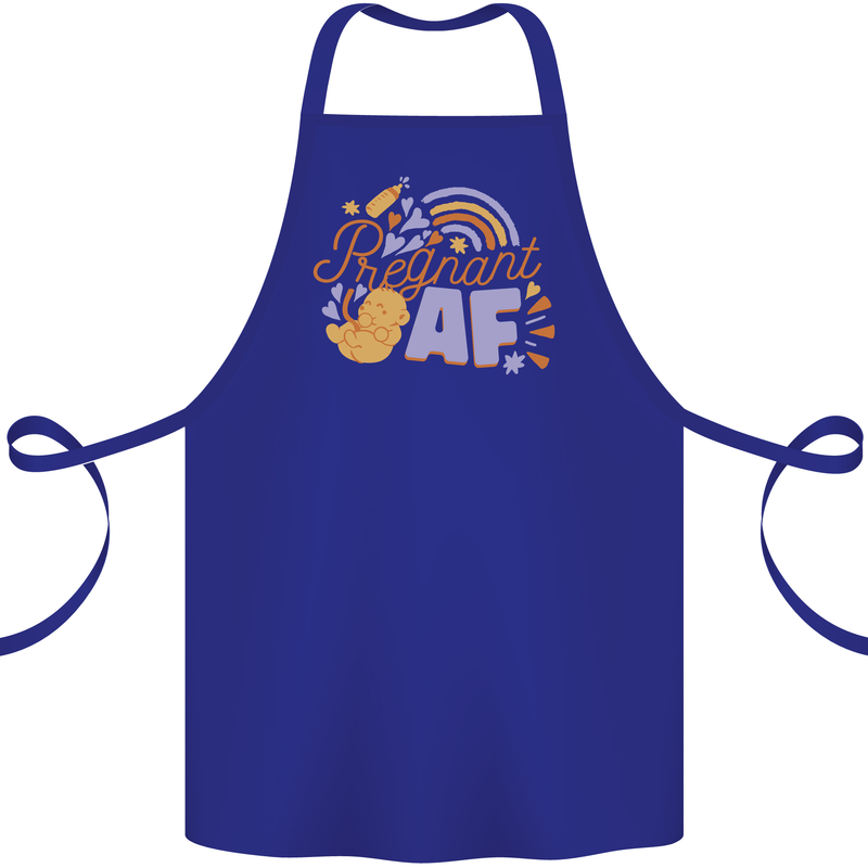 Pregnant AF New Baby Pregnancy Mum Cotton Apron 100% Organic Royal Blue