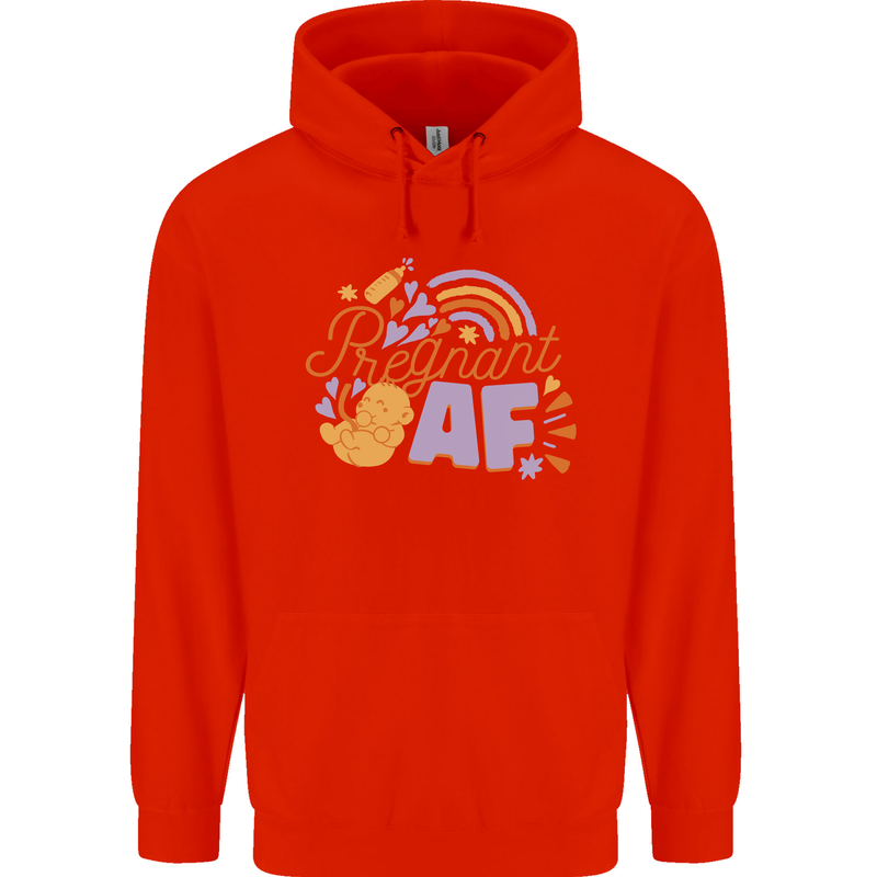 Pregnant AF New Baby Pregnancy Mum Mens 80% Cotton Hoodie Bright Red