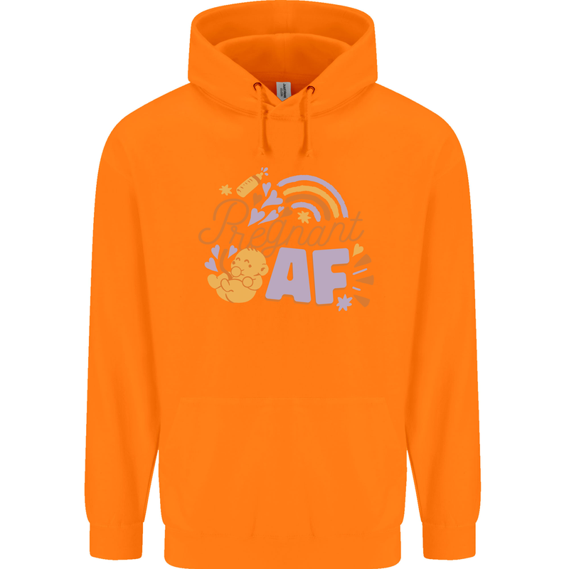 Pregnant AF New Baby Pregnancy Mum Mens 80% Cotton Hoodie Orange