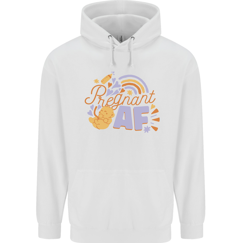 Pregnant AF New Baby Pregnancy Mum Mens 80% Cotton Hoodie White
