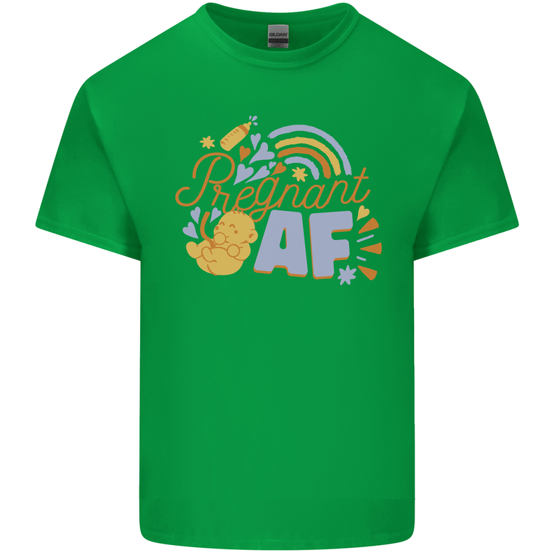 Pregnant AF New Baby Pregnancy Mum Mens Cotton T-Shirt Tee Top Irish Green