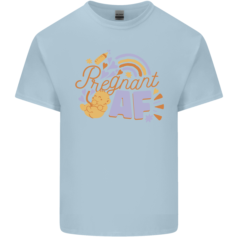 Pregnant AF New Baby Pregnancy Mum Mens Cotton T-Shirt Tee Top Light Blue