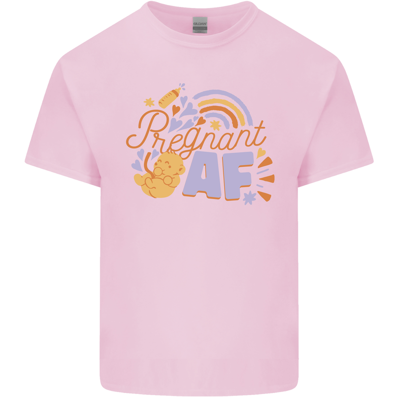 Pregnant AF New Baby Pregnancy Mum Mens Cotton T-Shirt Tee Top Light Pink