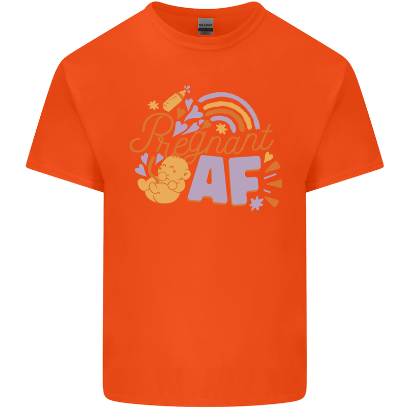 Pregnant AF New Baby Pregnancy Mum Mens Cotton T-Shirt Tee Top Orange