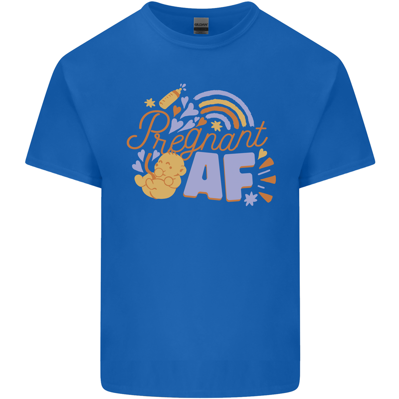 Pregnant AF New Baby Pregnancy Mum Mens Cotton T-Shirt Tee Top Royal Blue