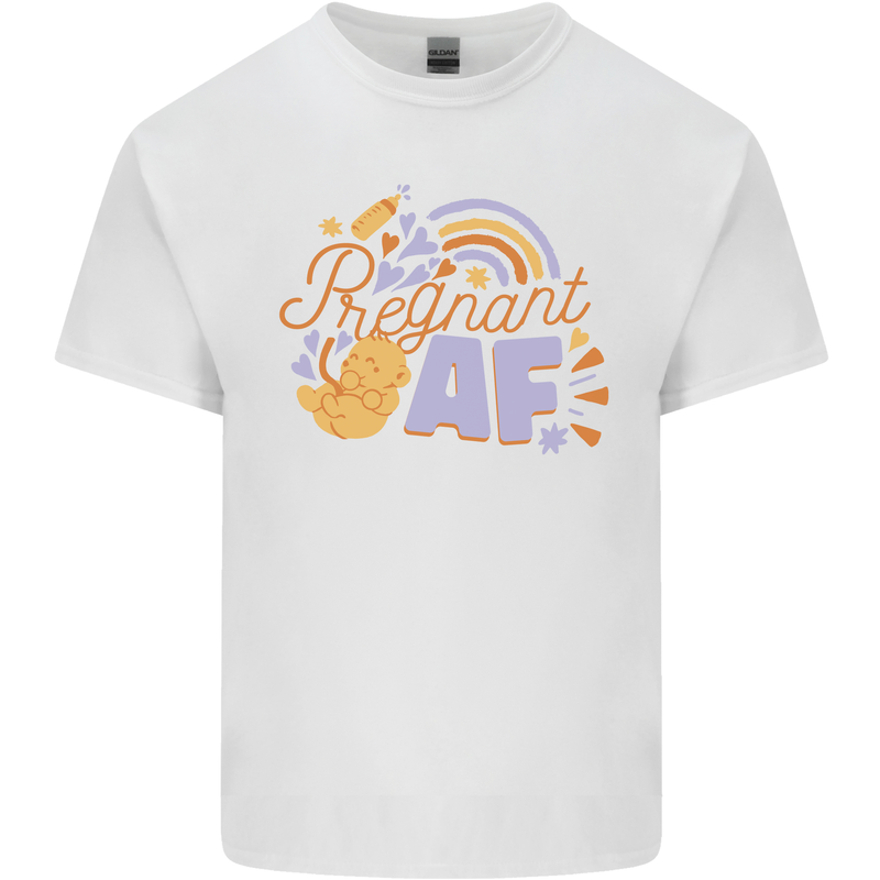 Pregnant AF New Baby Pregnancy Mum Mens Cotton T-Shirt Tee Top White
