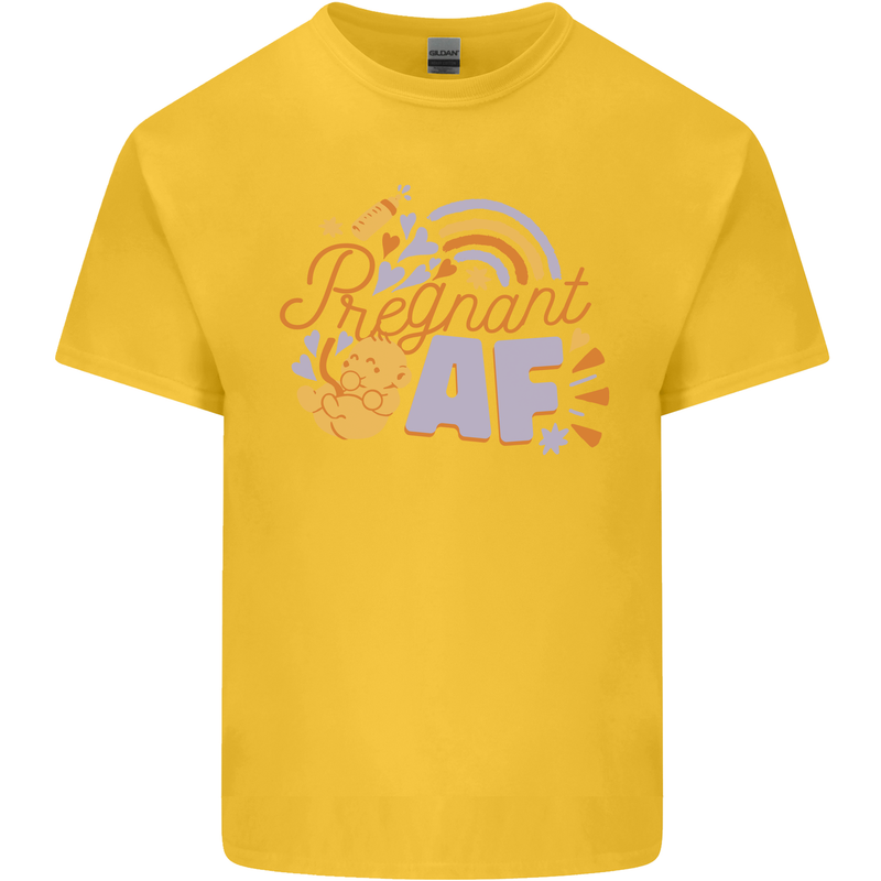 Pregnant AF New Baby Pregnancy Mum Mens Cotton T-Shirt Tee Top Yellow