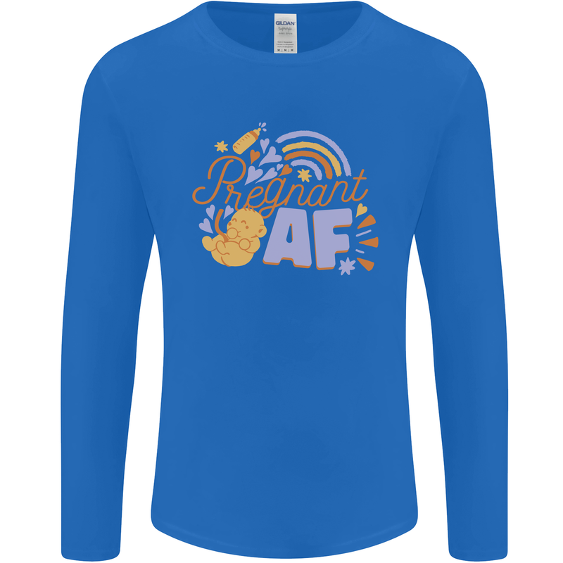 Pregnant AF New Baby Pregnancy Mum Mens Long Sleeve T-Shirt Royal Blue