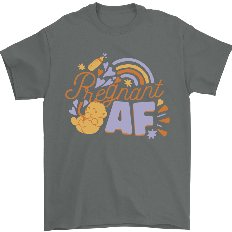 Pregnant AF New Baby Pregnancy Mum Mens T-Shirt 100% Cotton Charcoal