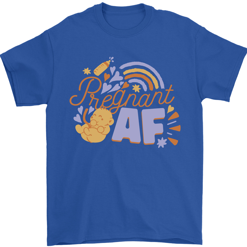 Pregnant AF New Baby Pregnancy Mum Mens T-Shirt 100% Cotton Royal Blue