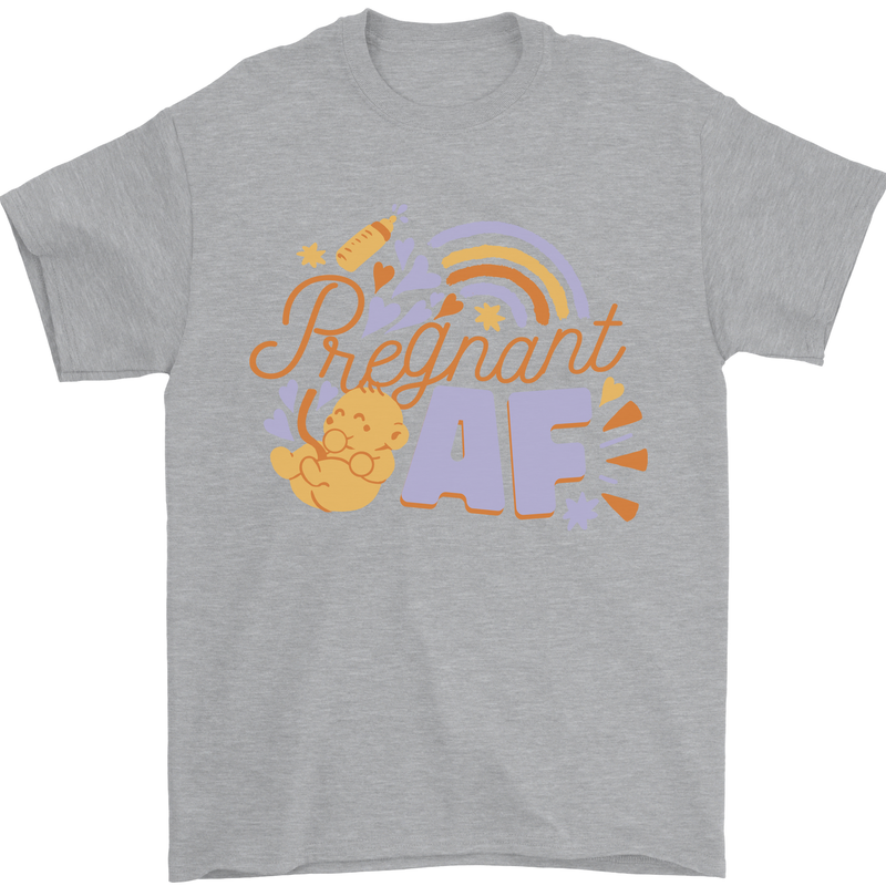 Pregnant AF New Baby Pregnancy Mum Mens T-Shirt 100% Cotton Sports Grey