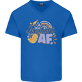 Pregnant AF New Baby Pregnancy Mum Mens V-Neck Cotton T-Shirt Royal Blue