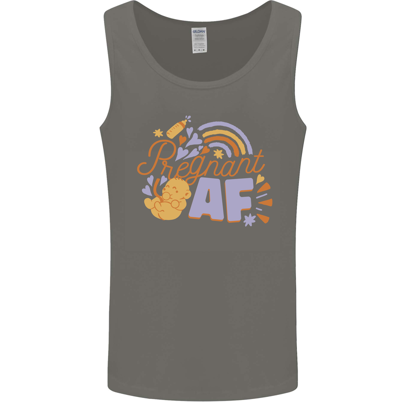 Pregnant AF New Baby Pregnancy Mum Mens Vest Tank Top Charcoal
