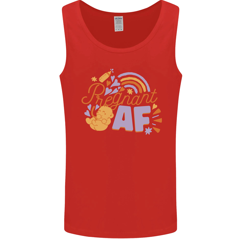 Pregnant AF New Baby Pregnancy Mum Mens Vest Tank Top Red
