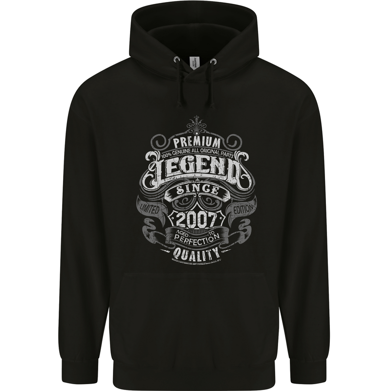 Premium Legend 16th Birthday 2007 Mens 80% Cotton Hoodie Black