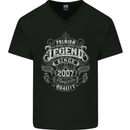 Premium Legend 16th Birthday 2007 Mens V-Neck Cotton T-Shirt Black