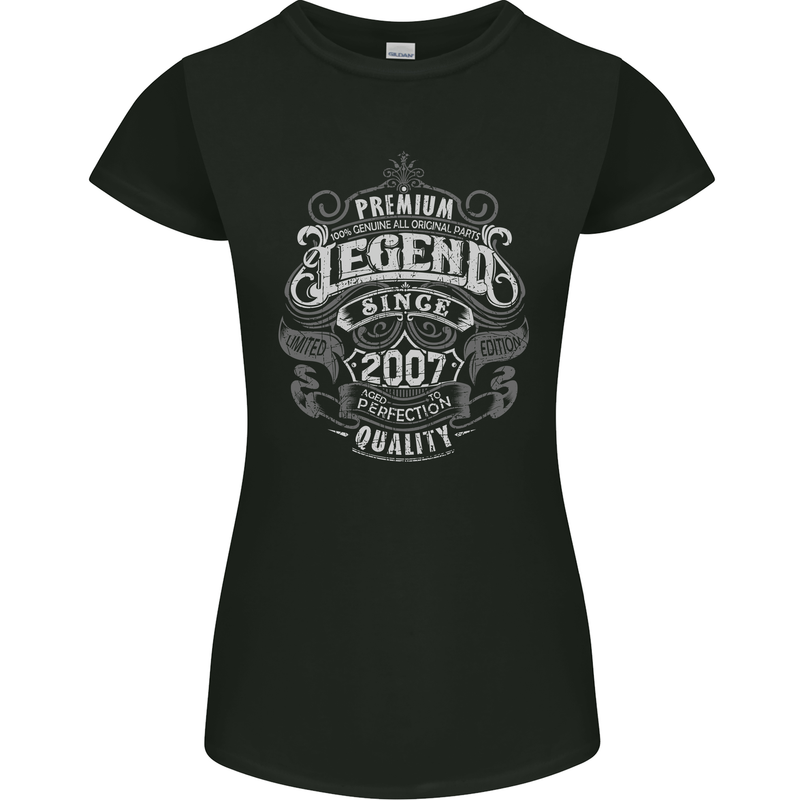 Premium Legend 16th Birthday 2007 Womens Petite Cut T-Shirt Black