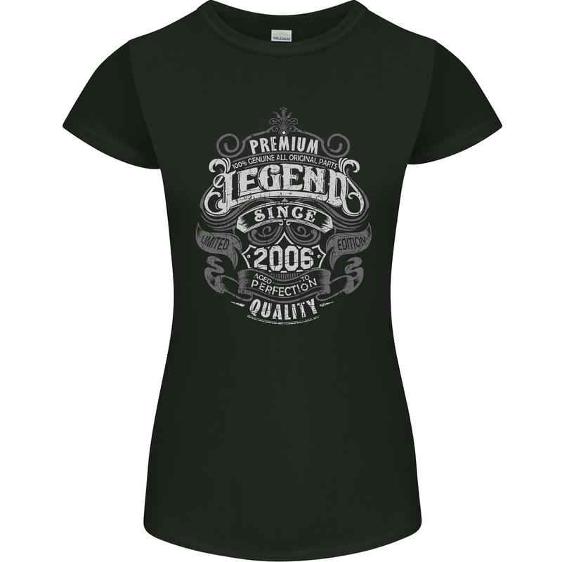 Premium Legend 17th Birthday 2006 Womens Petite Cut T-Shirt Black