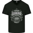 Premium Legend 18th Birthday 2005 Mens V-Neck Cotton T-Shirt Black