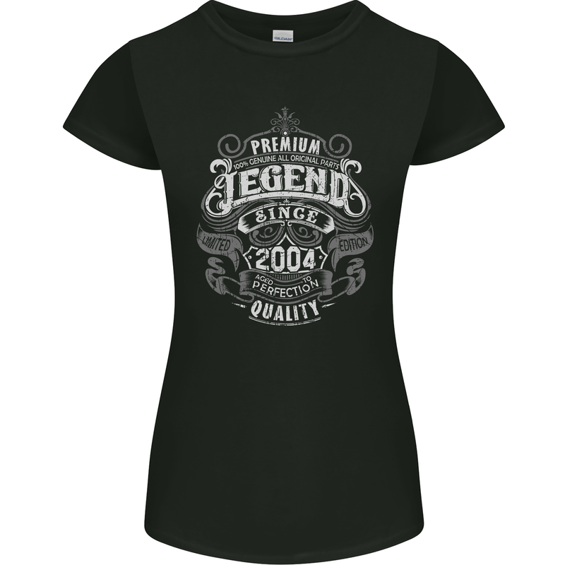 Premium Legend 19th Birthday 2004 Womens Petite Cut T-Shirt Black