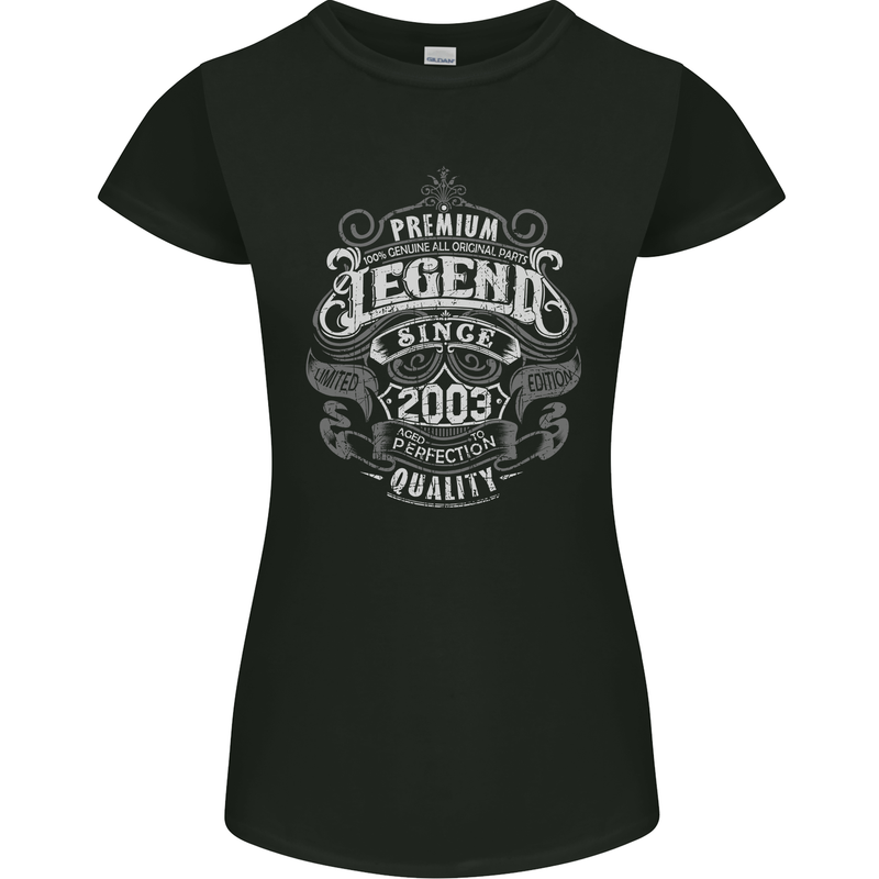Premium Legend 20th Birthday 2003 Womens Petite Cut T-Shirt Black