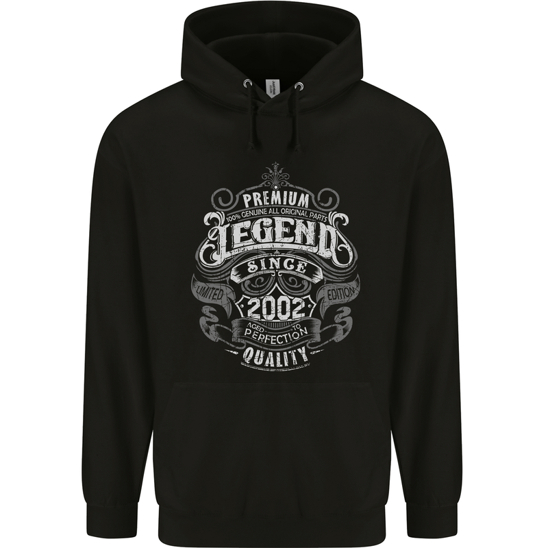 Premium Legend 21st Birthday 2002 Mens 80% Cotton Hoodie Black