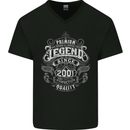 Premium Legend 22nd Birthday 2001 Mens V-Neck Cotton T-Shirt Black