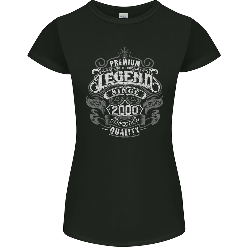 Premium Legend 23rd Birthday 2000 Womens Petite Cut T-Shirt Black