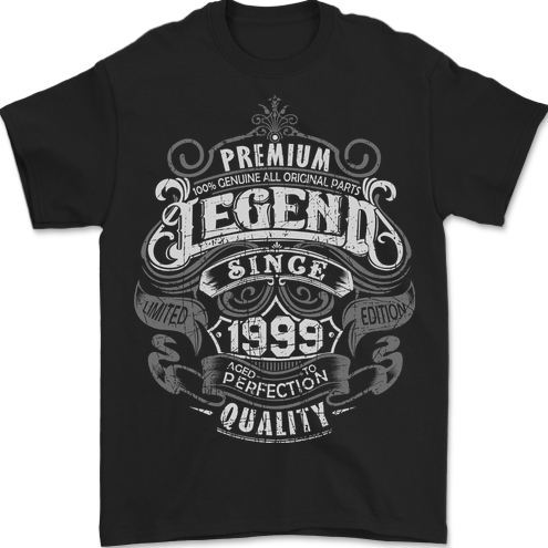 Premium Legend 24th Birthday 1999 Mens T-Shirt 100% Cotton BLACK