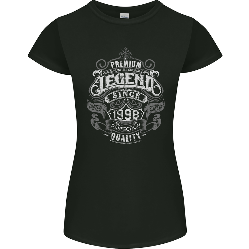 Premium Legend 25th Birthday 1998 Womens Petite Cut T-Shirt Black