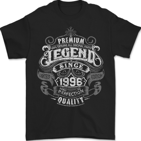 Premium Legend 27th Birthday 1996 Mens T-Shirt 100% Cotton BLACK