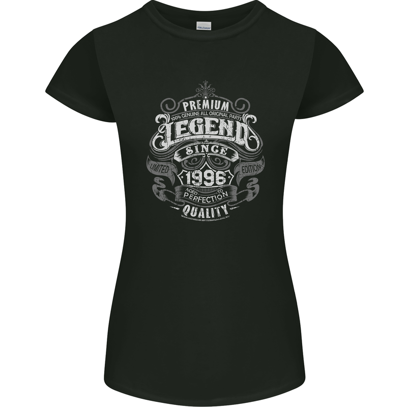 Premium Legend 27th Birthday 1996 Womens Petite Cut T-Shirt Black