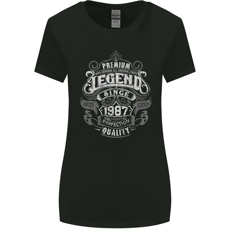 Premium Legend 36th Birthday 1987 Womens Wider Cut T-Shirt Black