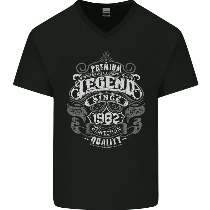 Premium Legend 41st Birthday 1982 Mens V-Neck Cotton T-Shirt Black