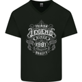 Premium Legend 42nd Birthday 1981 Mens V-Neck Cotton T-Shirt Black